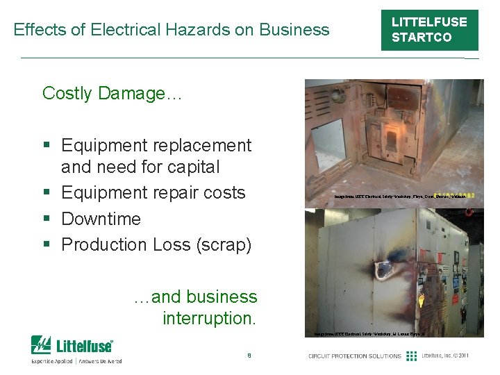 Effects of Electrical Hazards on Business LITTELFUSE STARTCO Costly Damage… § Equipment replacement and