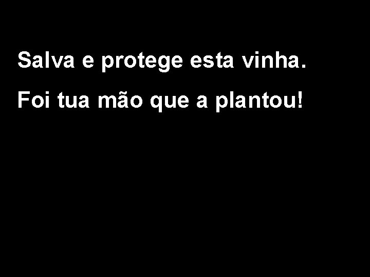 Salva e protege esta vinha. Foi tua mão que a plantou! 