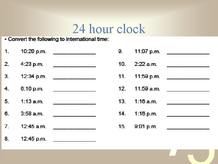 24 hour clock 