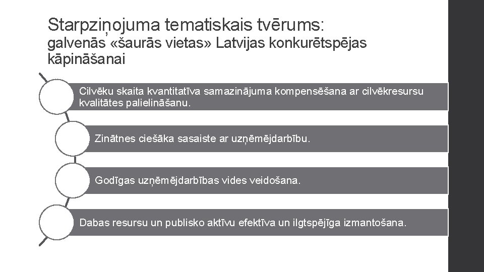 Starpziņojuma tematiskais tvērums: galvenās «šaurās vietas» Latvijas konkurētspējas kāpināšanai Cilvēku skaita kvantitatīva samazinājuma kompensēšana