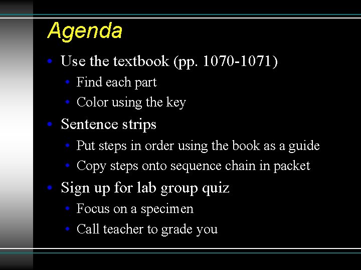 Agenda • Use the textbook (pp. 1070 -1071) • Find each part • Color Agenda • Use the textbook (pp. 1070 -1071) • Find each part • Color