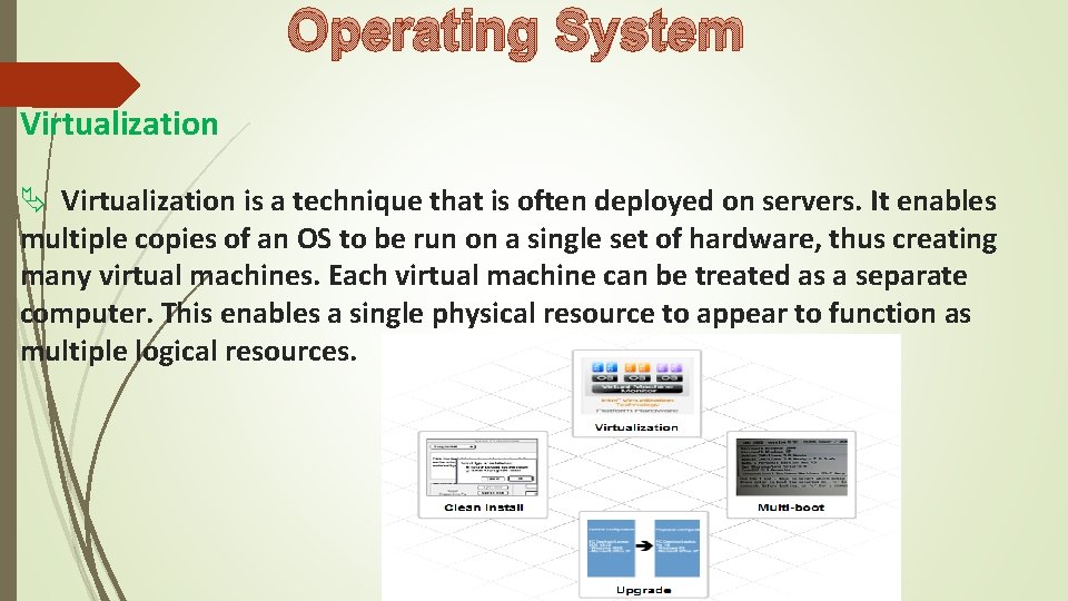 Operating System Virtualization is a technique that is often deployed on servers. It enables Operating System Virtualization is a technique that is often deployed on servers. It enables