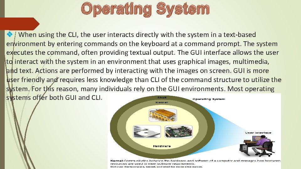 Operating System When using the CLI, the user interacts directly with the system in Operating System When using the CLI, the user interacts directly with the system in