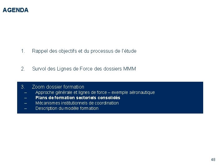 AGENDA 1. Rappel des objectifs et du processus de l’étude 2. Survol des Lignes