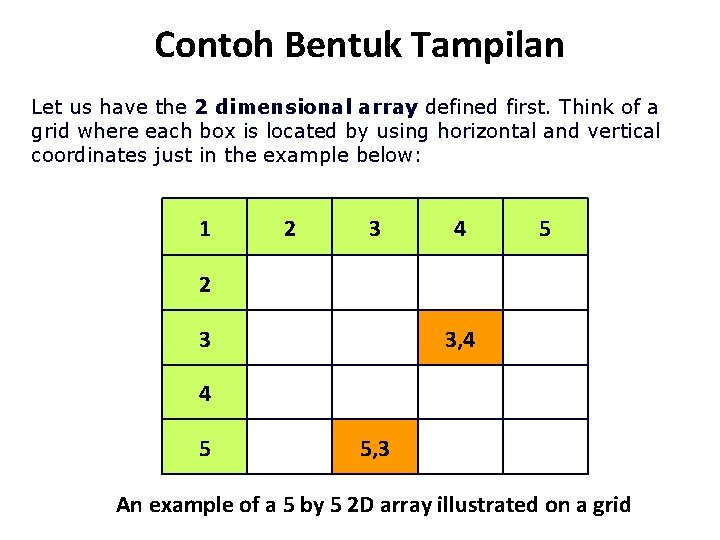 Contoh Bentuk Tampilan Let us have the 2 dimensional array defined first. Think of