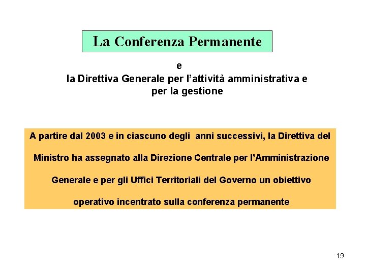 La Conferenza Permanente e la Direttiva Generale per l’attività amministrativa e per la gestione