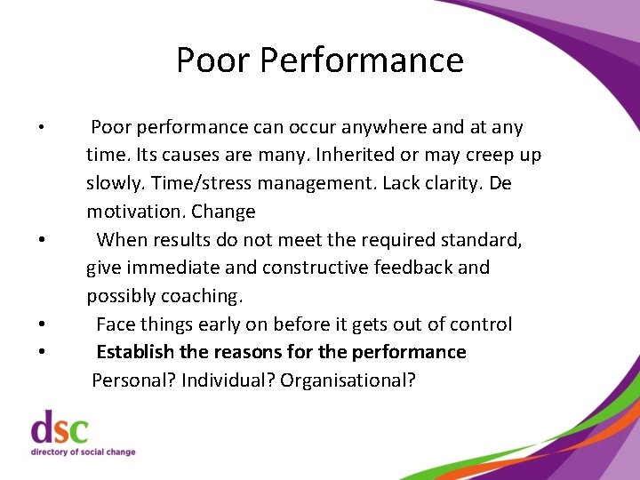 Poor Performance • • Poor performance can occur anywhere and at any time. Its