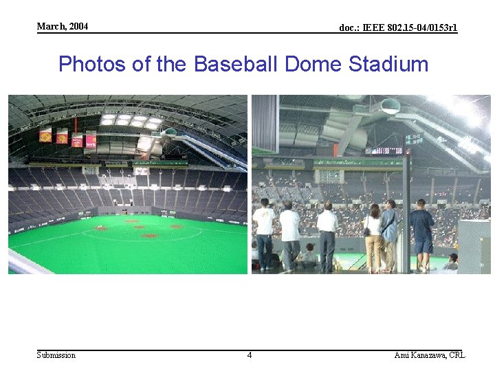 March, 2004 doc. : IEEE 802. 15 -04/0153 r 1 Photos of the Baseball