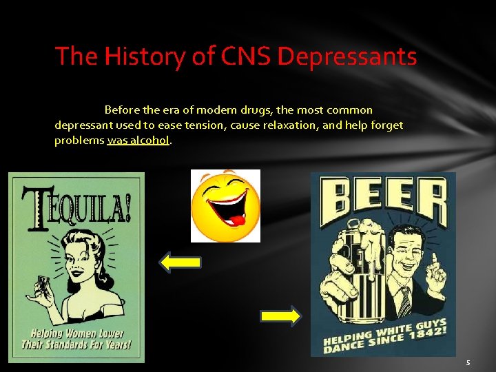 The History of CNS Depressants Before the era of modern drugs, the most common