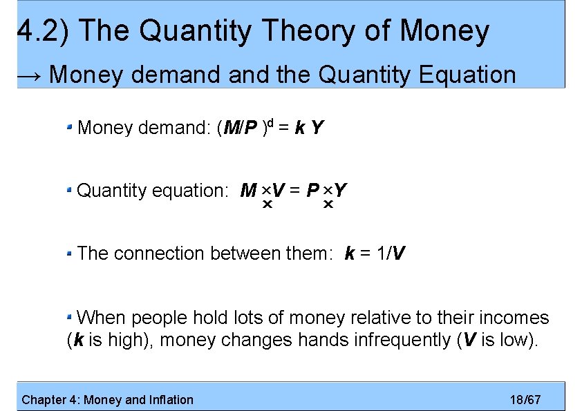 4. 2) The Quantity Theory of Money → Money demand the Quantity Equation Money