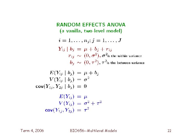 Term 4, 2006 BIO 656 --Multilevel Models 22 Term 4, 2006 BIO 656 --Multilevel Models 22
