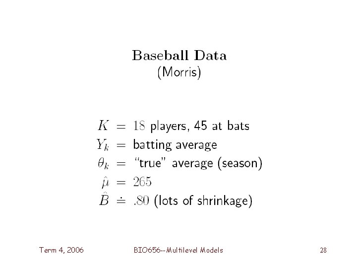 Term 4, 2006 BIO 656 --Multilevel Models 28 Term 4, 2006 BIO 656 --Multilevel Models 28