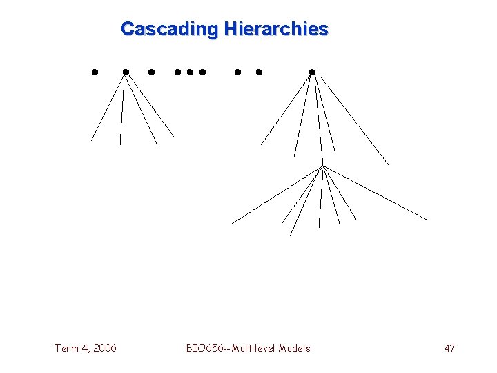 Cascading Hierarchies Term 4, 2006 BIO 656 --Multilevel Models 47 Cascading Hierarchies Term 4, 2006 BIO 656 --Multilevel Models 47