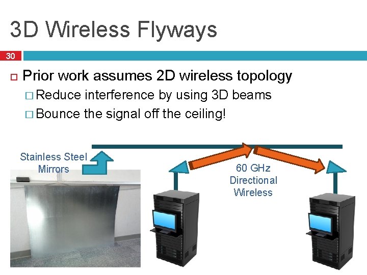 3 D Wireless Flyways 30 Prior work assumes 2 D wireless topology � Reduce