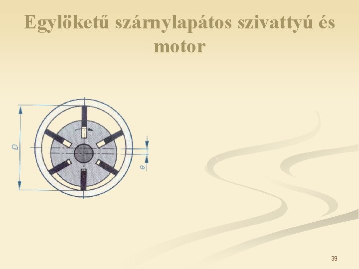 Egylöketű szárnylapátos szivattyú és motor 39 