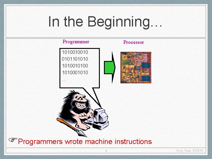 In the Beginning… Programmer Processor 1010010010 01011010100 1010001010 … Programmers wrote machine instructions 4