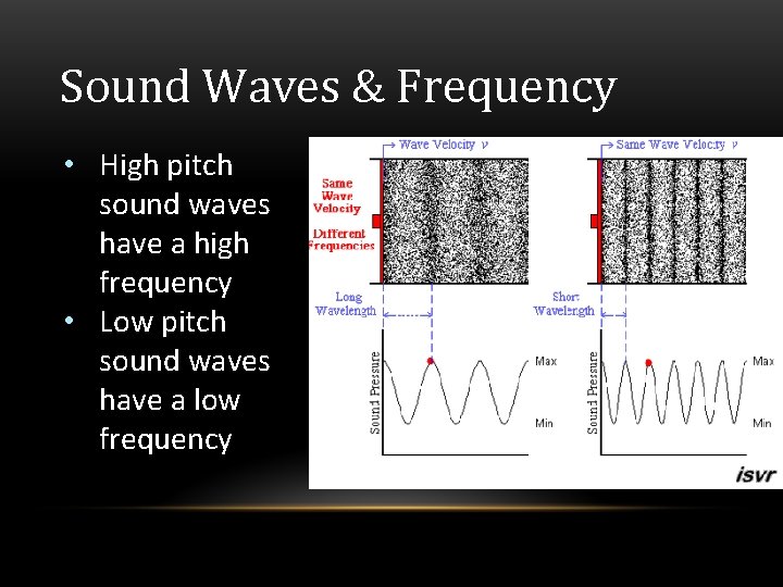 Sound Waves & Frequency • High pitch sound waves have a high frequency •