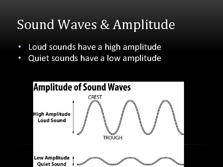 Sound Waves & Amplitude • Loud sounds have a high amplitude • Quiet sounds