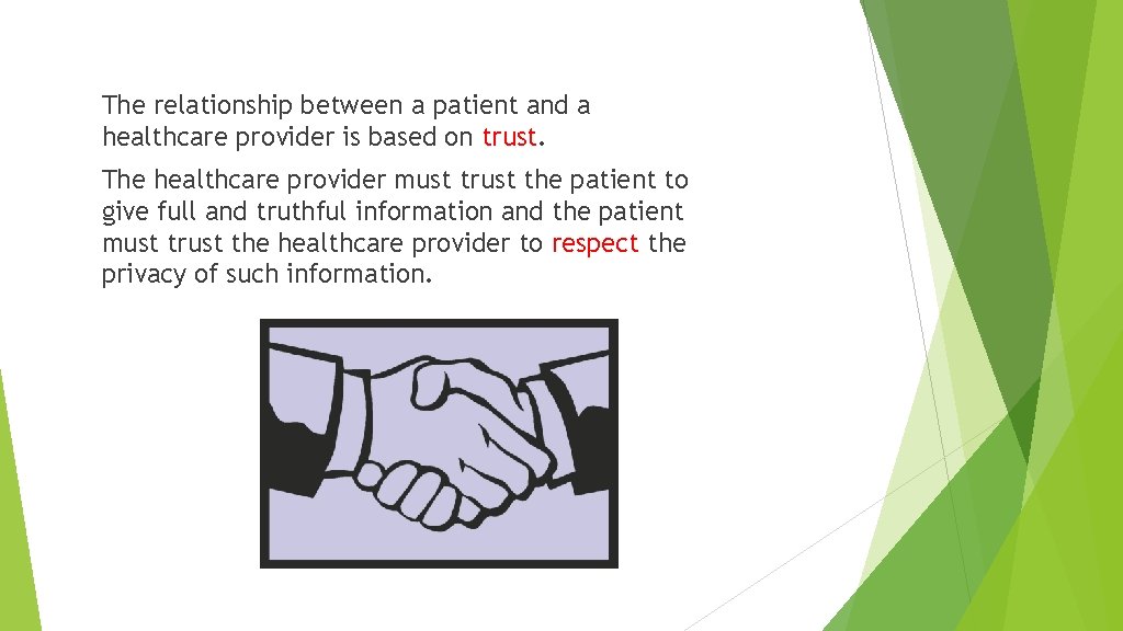 The relationship between a patient and a healthcare provider is based on trust. The