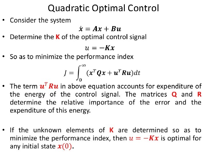 Quadratic Optimal Control • 