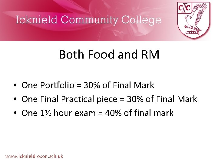 Both Food and RM • One Portfolio = 30% of Final Mark • One