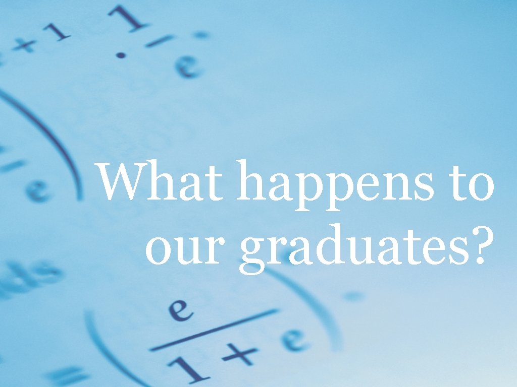 What happens to our graduates? 