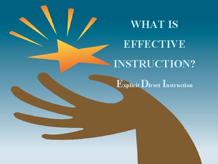 WHAT IS EFFECTIVE INSTRUCTION? Explicit Direct Instruction 