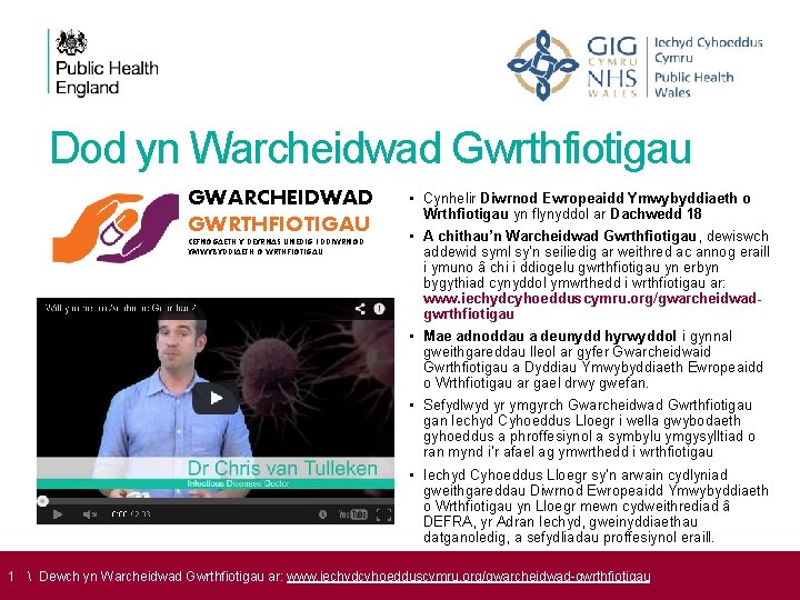 Dod yn Warcheidwad Gwrthfiotigau GWARCHEIDWAD GWRTHFIOTIGAU CEFNOGAETH Y DEYRNAS UNEDIG I DDIWRNOD YMWYBYDDIAETH O