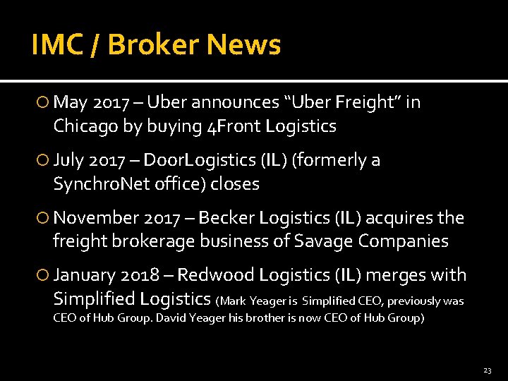 IMC / Broker News May 2017 – Uber announces “Uber Freight” in Chicago by