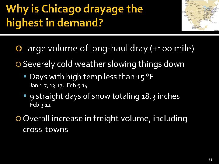 Why is Chicago drayage the highest in demand? Large volume of long-haul dray (+100