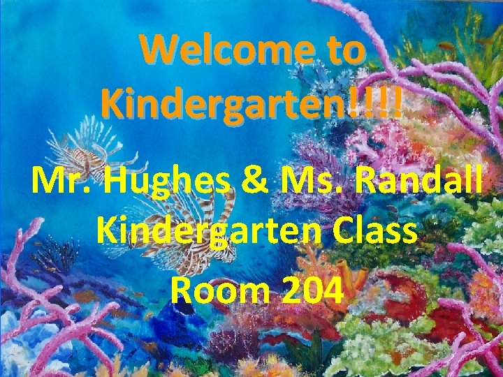 Welcome to Kindergarten!!!! Mr. Hughes & Ms. Randall Kindergarten Class Room 204 