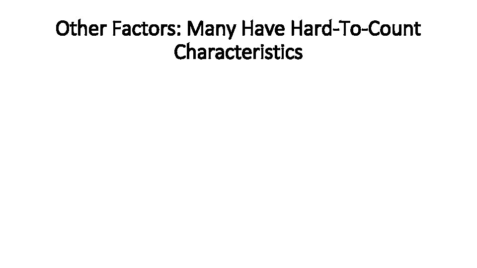 Other Factors: Many Have Hard-To-Count Characteristics 