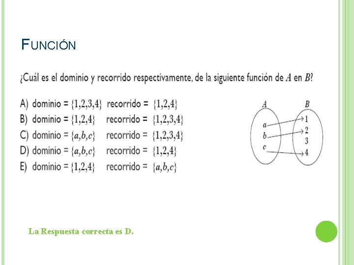 FUNCIÓN La Respuesta correcta es D. 