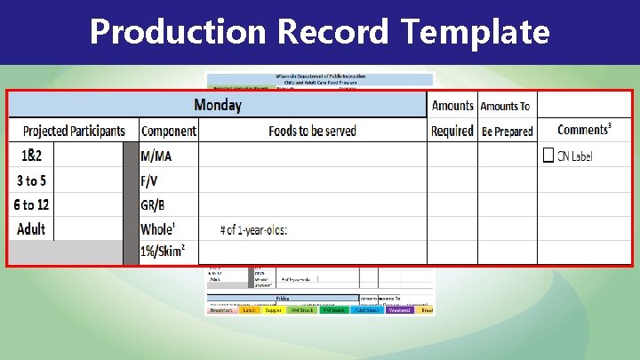Production Record Template Production Record Template