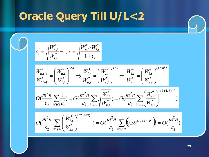 Oracle Query Till U/L<2 37 