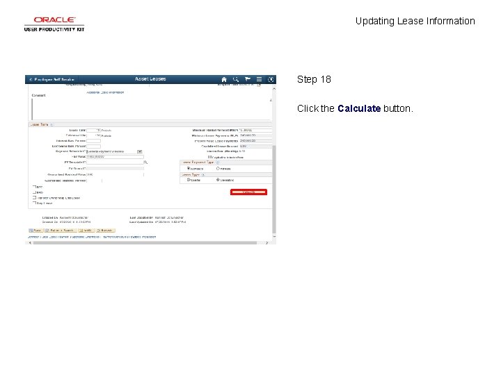 Updating Lease Information Step 18 Click the Calculate button. 