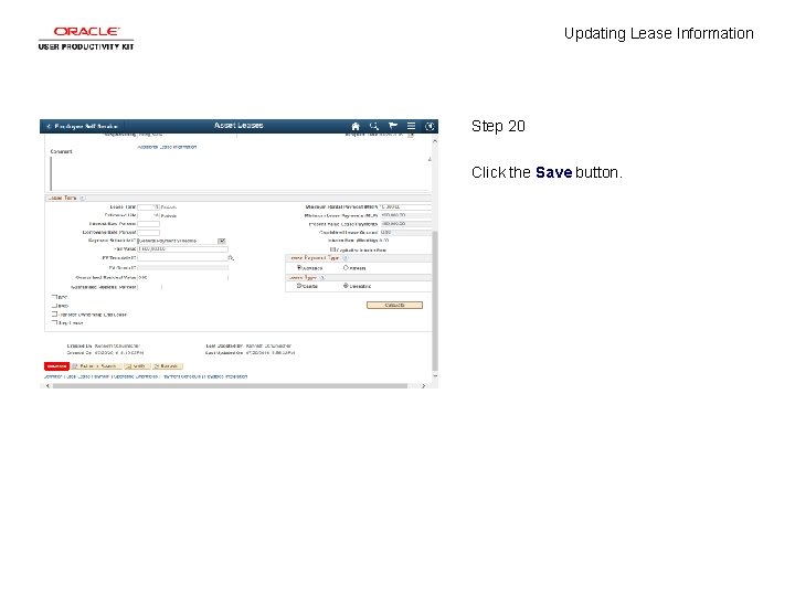 Updating Lease Information Step 20 Click the Save button. 