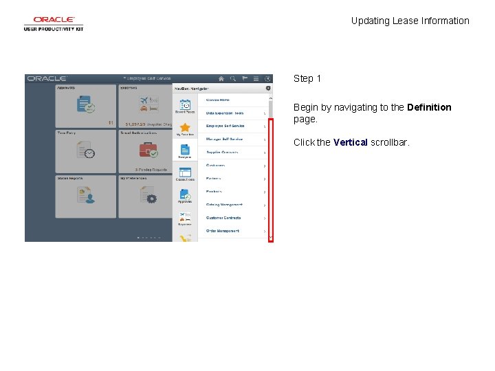 Updating Lease Information Step 1 Begin by navigating to the Definition page. Click the