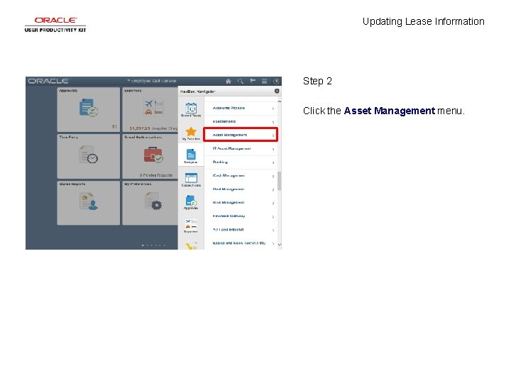 Updating Lease Information Step 2 Click the Asset Management menu. 