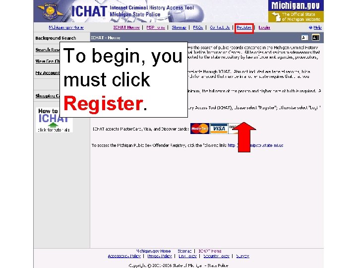 To begin, you must click Register. 
