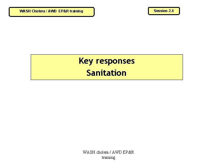 WASH Cholera / AWD EP&R training Key responses Sanitation WASH cholera / AWD EP&R