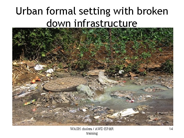 Urban formal setting with broken down infrastructure WASH cholera / AWD EP&R training 14