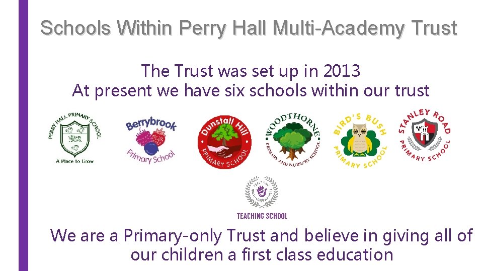 Schools Within Perry Hall Multi-Academy Trust The Trust was set up in 2013 At