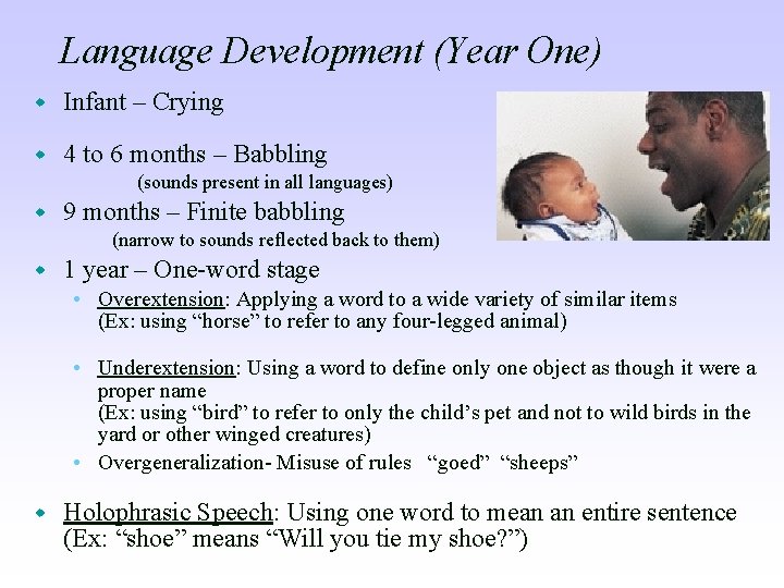 Language Development (Year One) w Infant – Crying w 4 to 6 months –