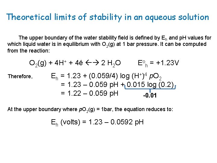 Theoretical limits of stability in an aqueous solution The upper boundary of the water