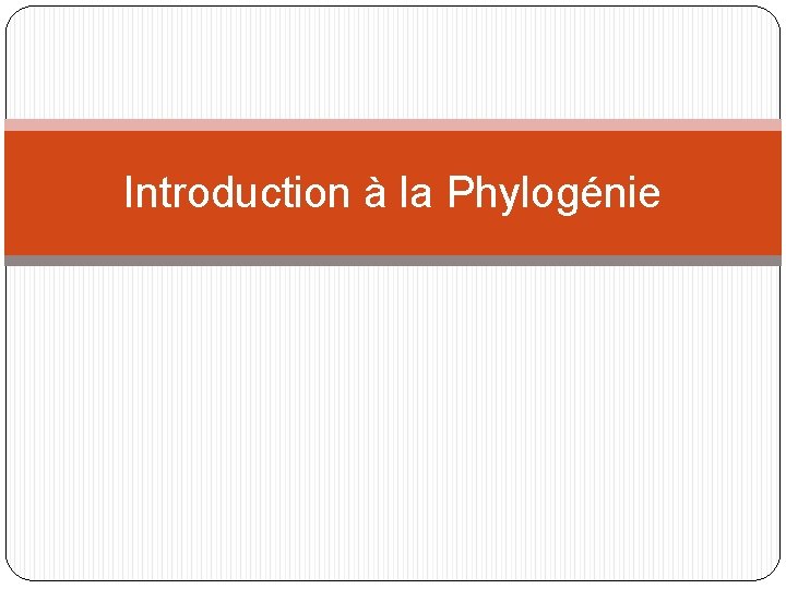 Introduction à la Phylogénie 