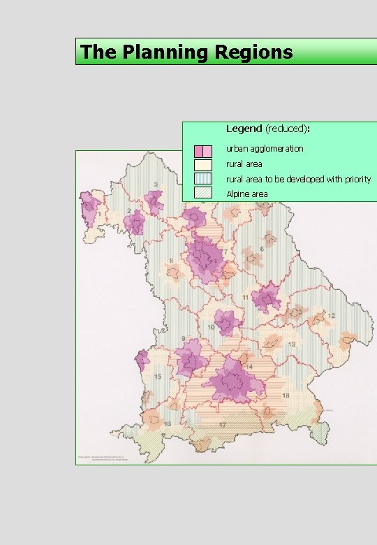 The Planning Regions Legend (reduced): urban agglomeration rural area to be developed with priority