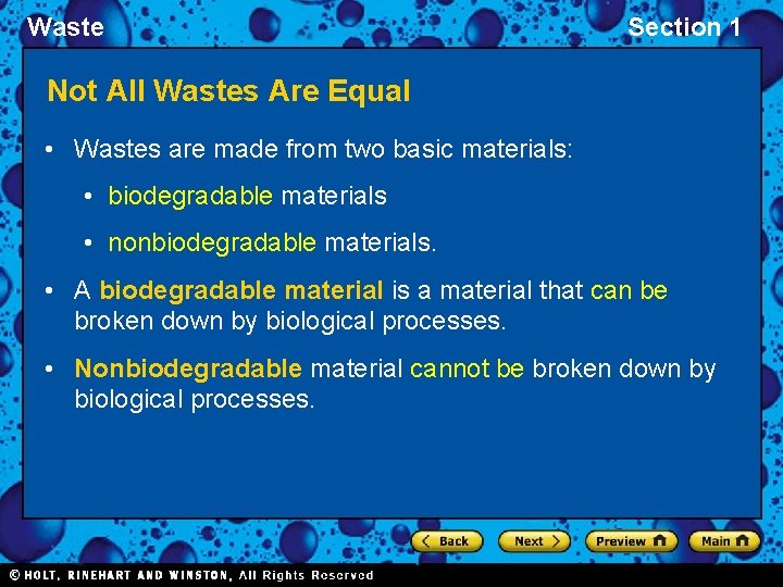 Waste Section 1 Not All Wastes Are Equal • Wastes are made from two