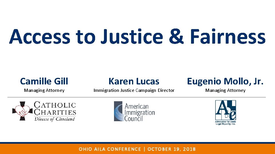 Access to Justice & Fairness Camille Gill Managing Attorney Karen Lucas Immigration Justice Campaign