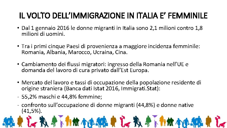 IL VOLTO DELL’IMMIGRAZIONE IN ITALIA E’ FEMMINILE • Dal 1 gennaio 2016 le donne